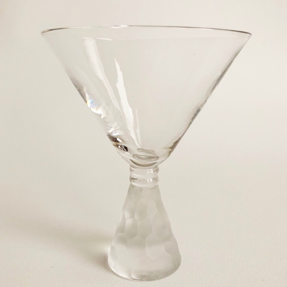 3-Martini Glass Frosted Honeycomb Weighted Stem 2" Thick Hand Blown Z Gallerie? - Picture 5 of 11